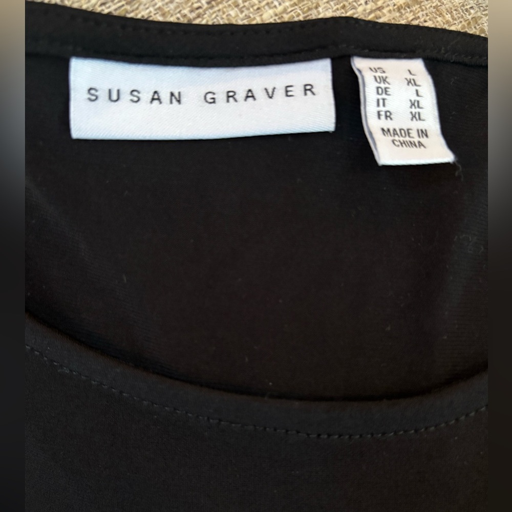 Susan Graver Black Sleeveless Tank Top size large - Picture 2 of 3